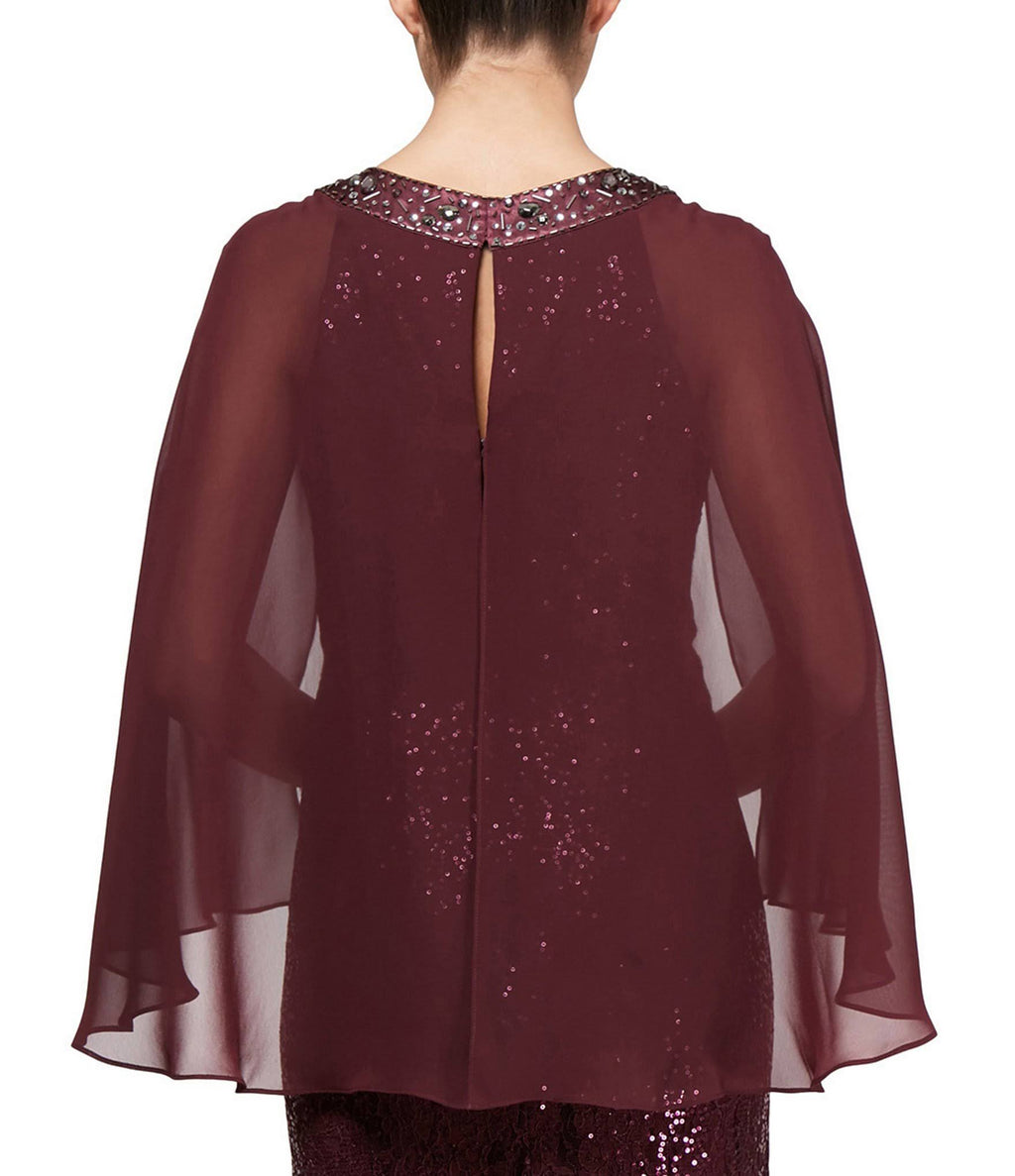 Sequined Cape Gown O86001