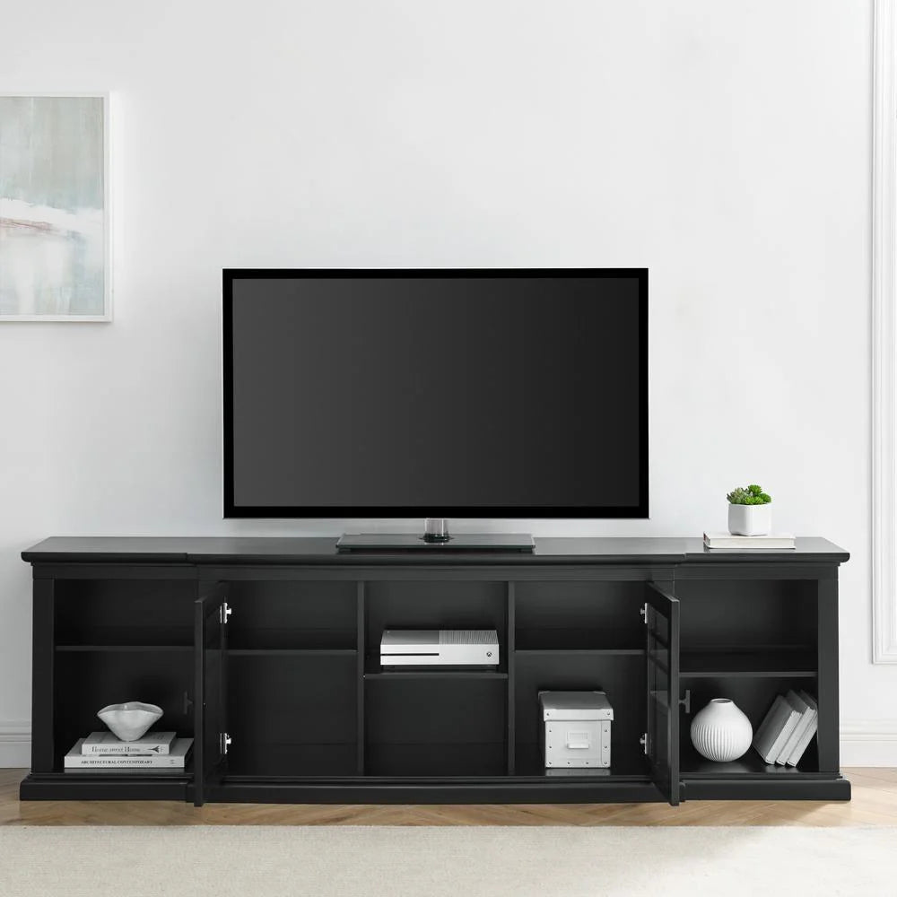 80" 2 Door Black Wood Console R7162