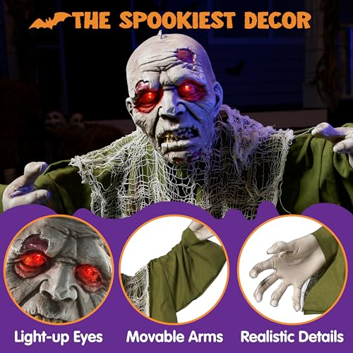 Animated Zombie Groundbreaker Halloween Decoration with Movable Arms I317