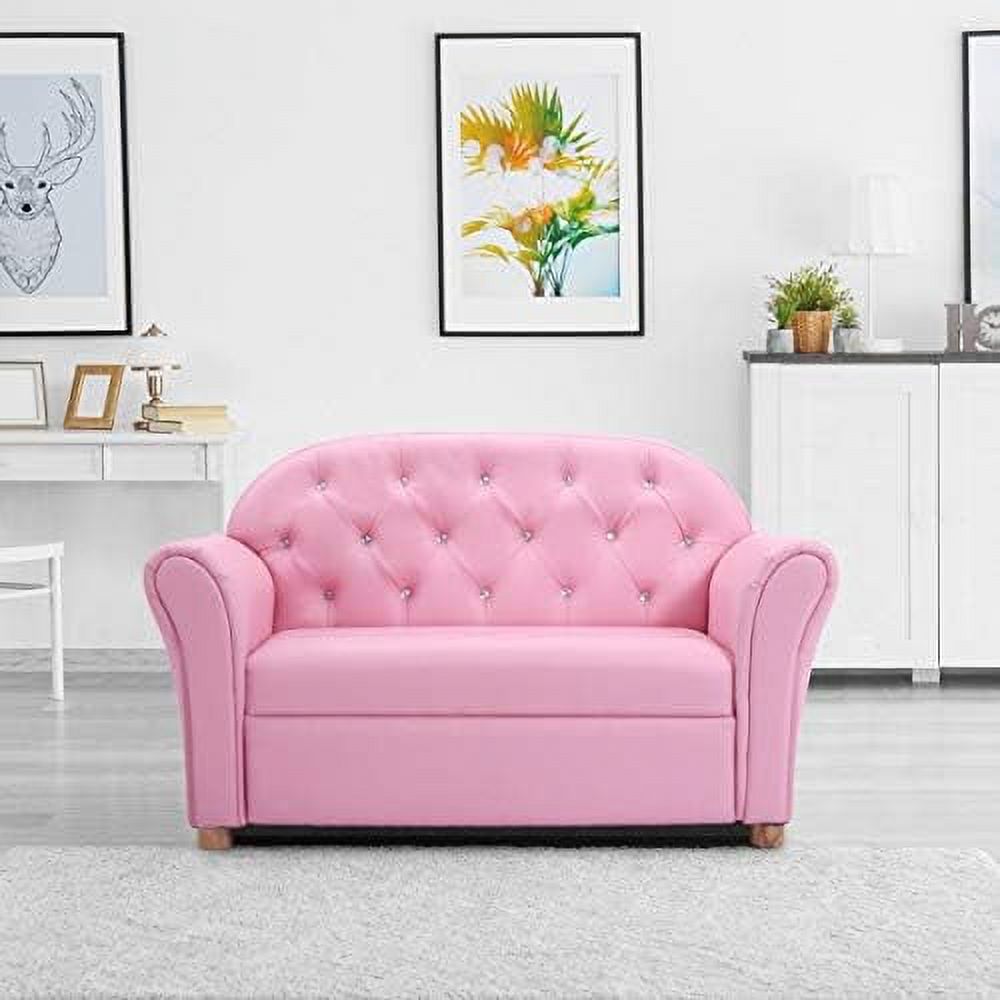 Pink PU Leather Sofa with Wood Construction G927
