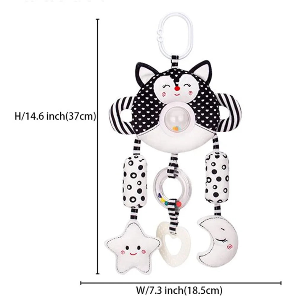 High Contrast Black and White Soft Plush Baby Rattle Toys X8553