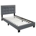 Twin Size Gray Leatherette Bed with Tufted Headboard W839
