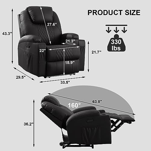 Brown PU Leather Power Recliner Chair with Heat and Massage J685510