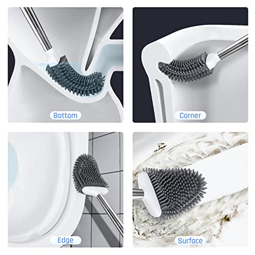 Toilet Brush and Holder Set with Silicone Bristles T598280