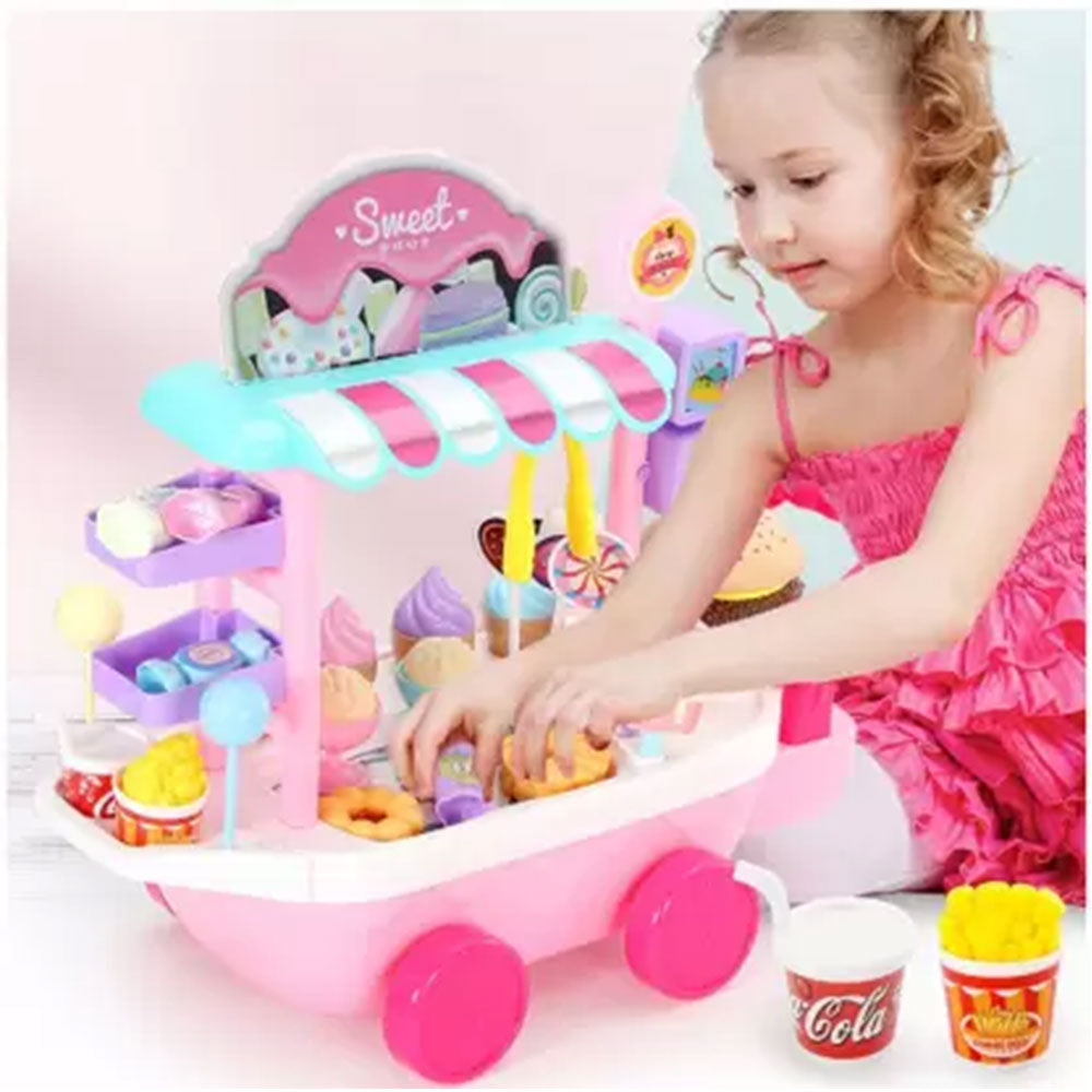 Dessert Candy Trolley Kitchen Toy Set with Food Dishes S284
