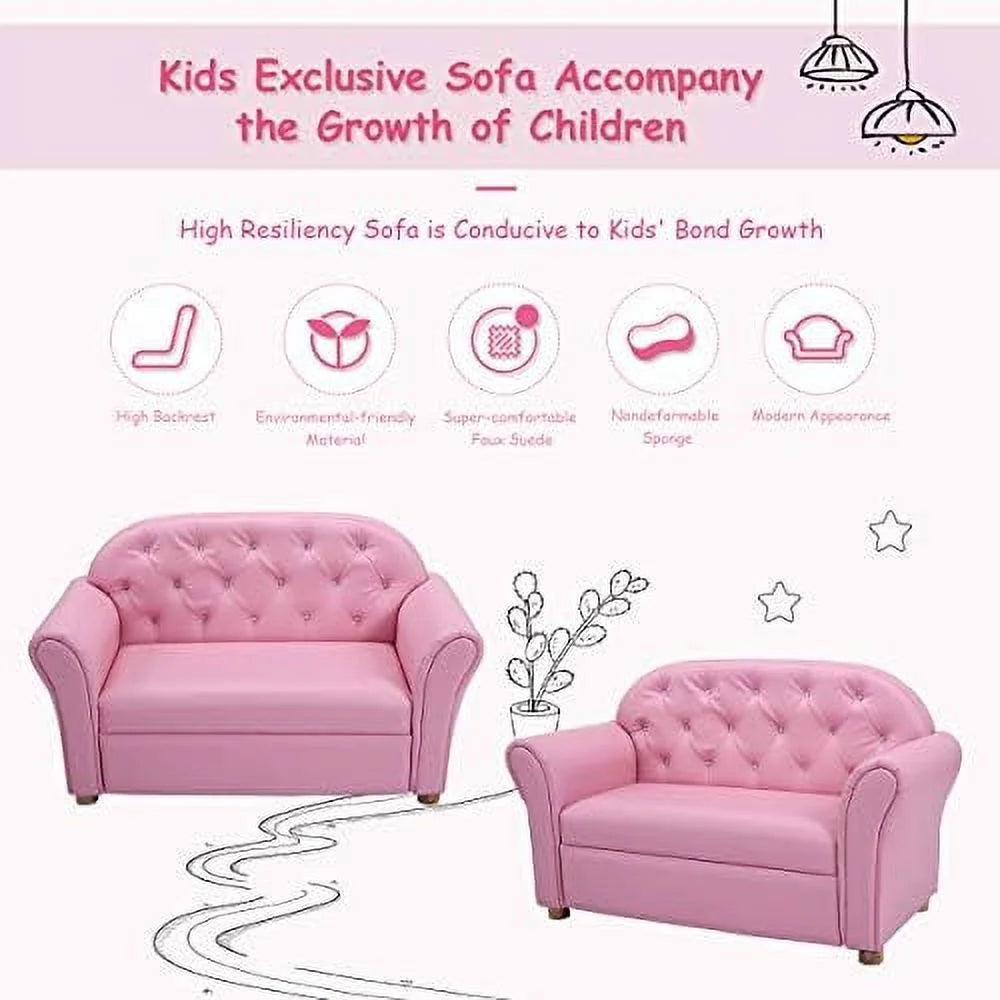 Pink PU Leather Sofa with Wood Construction G927