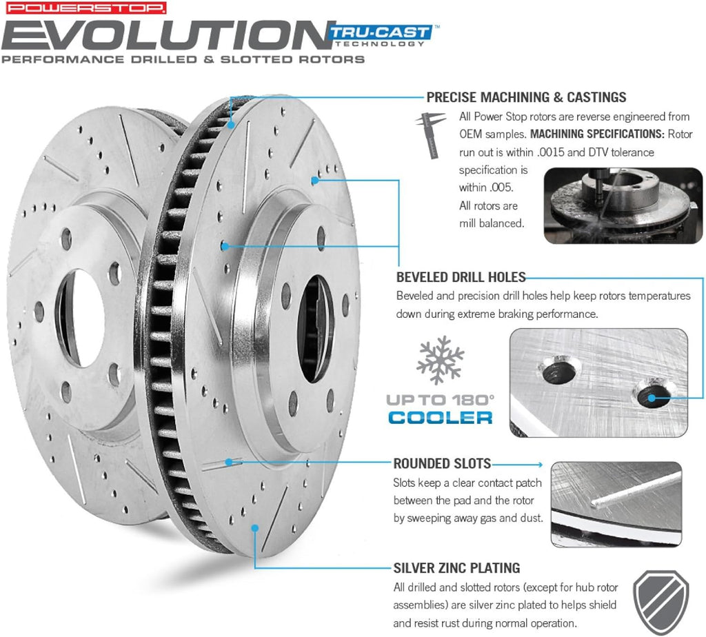 Front and Rear Carbon Fiber Brake Pads with Drilled & Slotted Brake Rotors Kit W48076