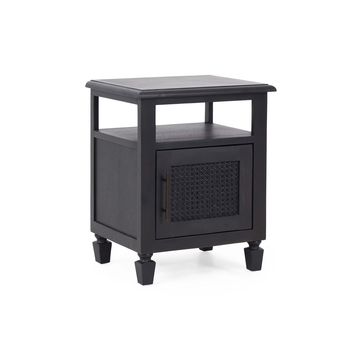 Rustic Acacia Wood and Cane Nightstand O5351