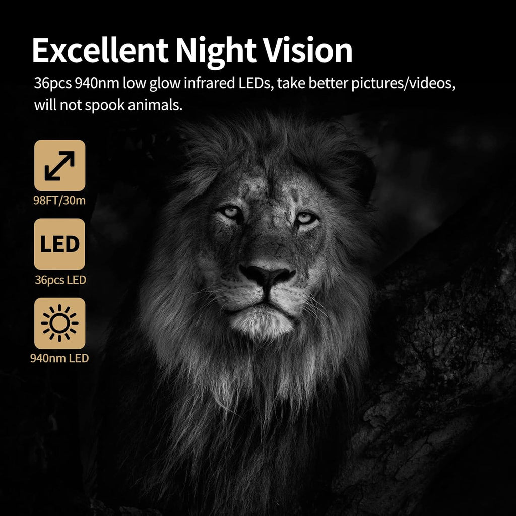4K 30MP Night Vision Motion Activated Waterproof Trail Camera P198