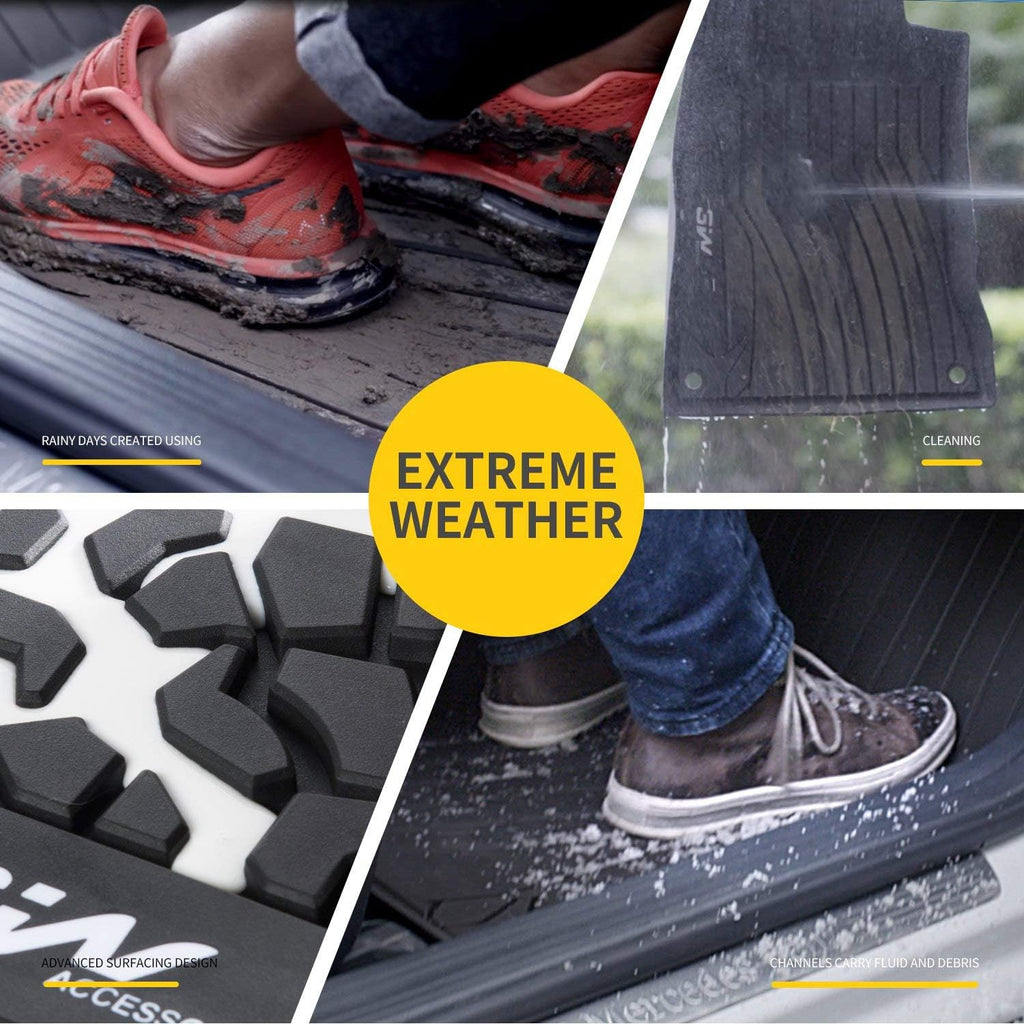 Black TPE All Weather Custom Fit Floor Liner Full Set Car Mats W35237