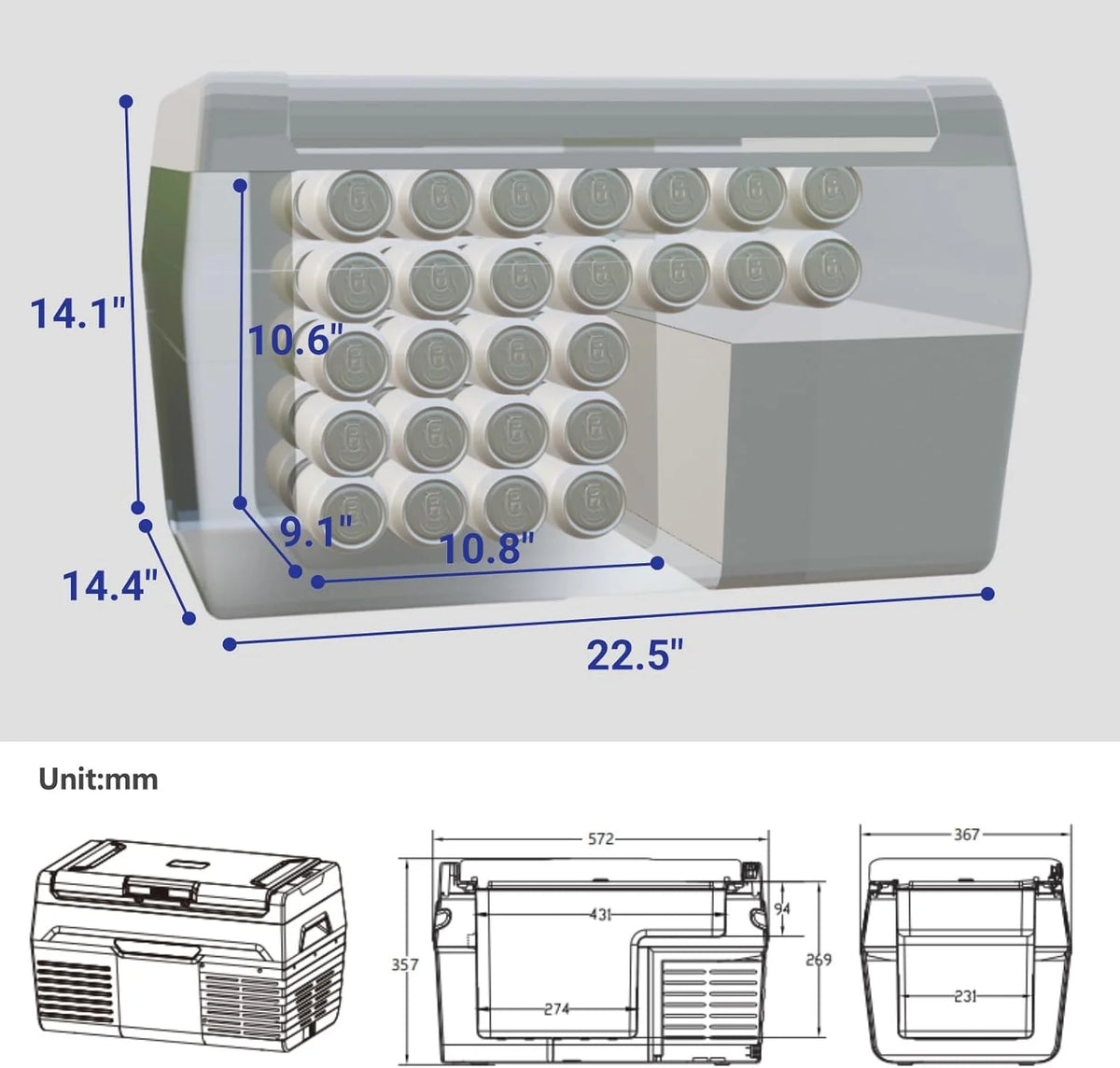 12V 50L Portable Car Refrigerator Freezer with Wheels Z658925