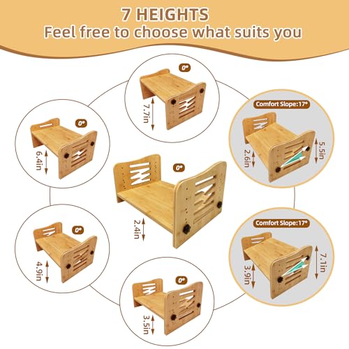 Bamboo Adjustable Under Desk Footrest with 7-Level Adjust N669