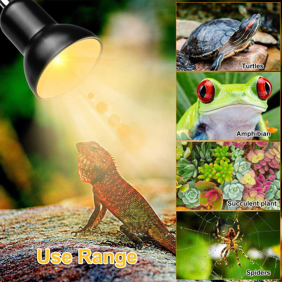 Reptile Heat Lamps Uva/UVB Aquarium Tank Heating Lamps with Clamp W120483
