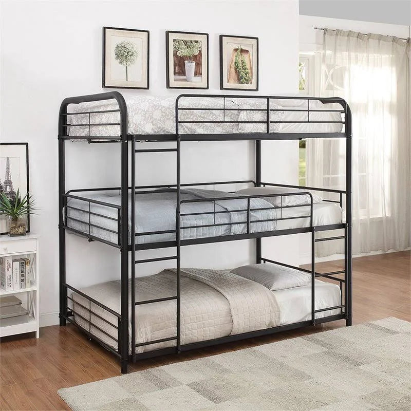 Triple Bunk Bed Full Sandy Black C38271
