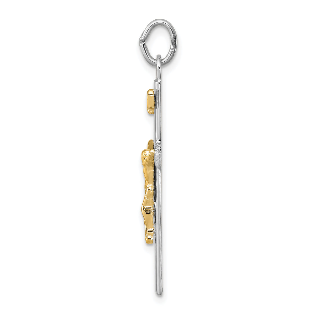 18K Gold Rhodium-Plated Sterling Silver Crucifix Charm Pendant with Sterling Silver Cable Chain Necklace 18'' W38092
