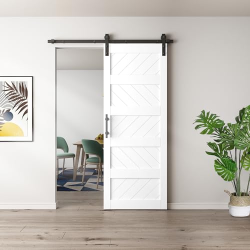 Black 36" x 84" Solid Wood Barn Door with Hardware Kit Q215