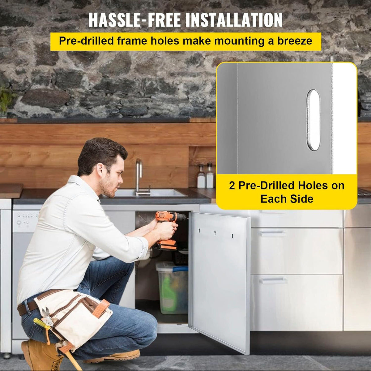 BBQ Access Door 17W x 24H Inch Stainless Steel L434