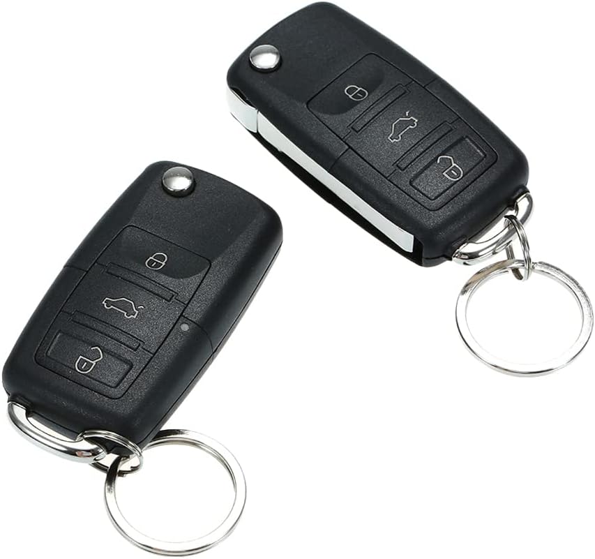 Universal Car Door Lock 4PCS, 12V Door Lock Actuator Keyless Entry System with 2 Remote Controller, Central Control Locking Kit with Trunk Release Button J56140