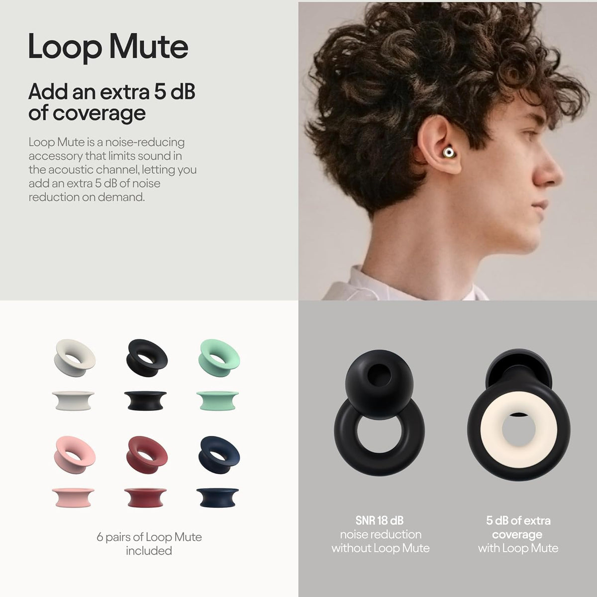 Loop Earplugs Daily Control Plus Bundle (2-Pack) + Mute – Loop Quiet (Black) + Loop Engage Plus (Crystal) + Loop Mute | Reusable Ear Plugs H18346