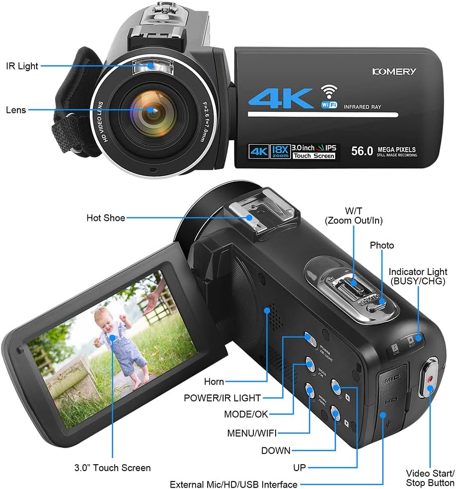 4K 56MP Camcorder with External Mic Z920552