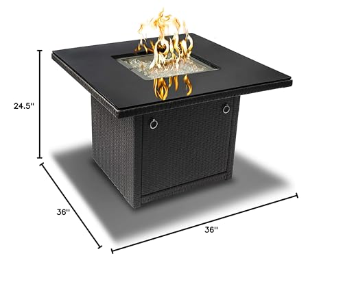 Slate Grey 36-Inch Outdoor Propane Gas Fire Pit Table with Tempered Glass Top R2906