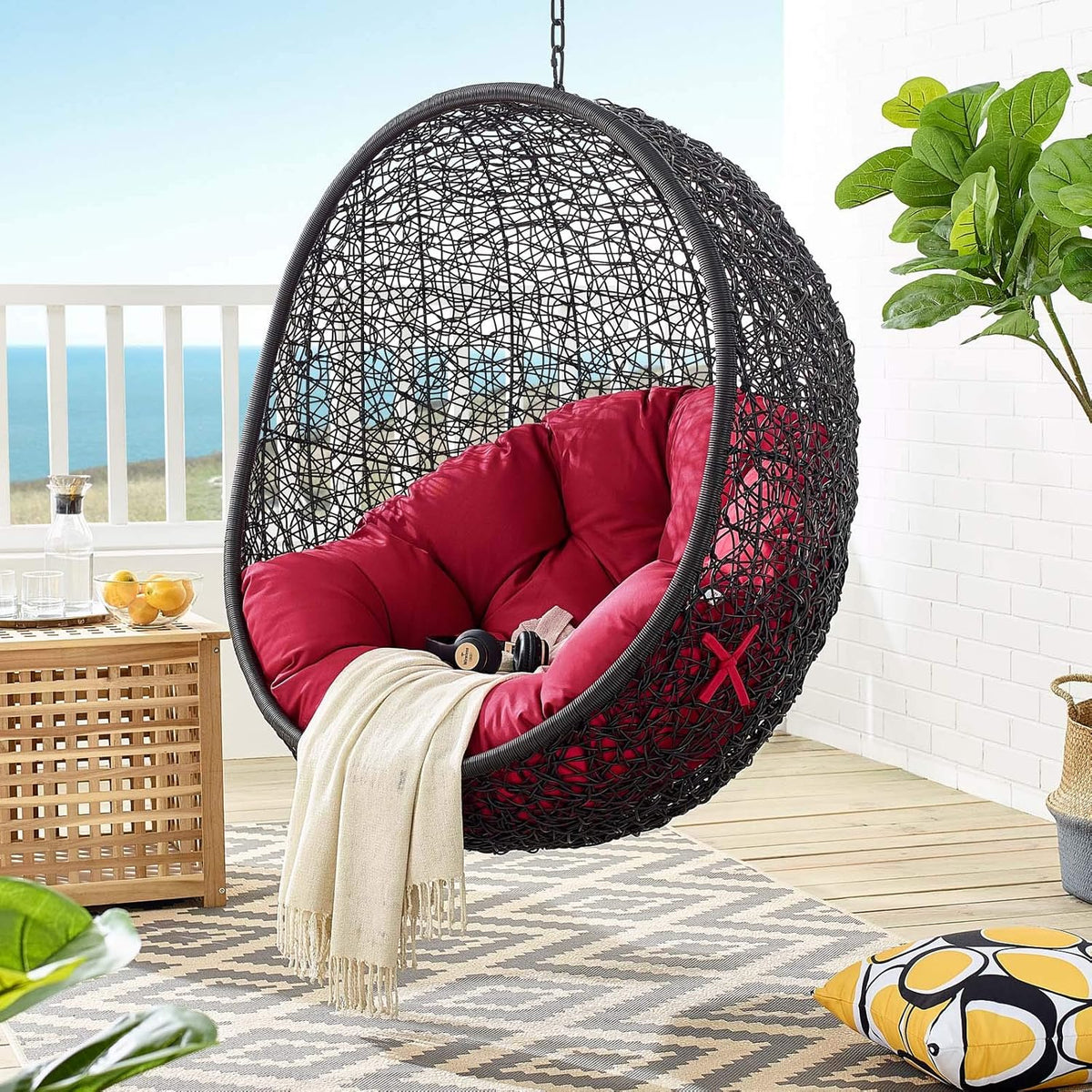 Black Turquoise Outdoor Patio Lounge Chair S780814