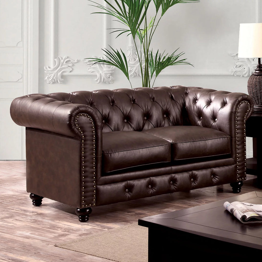 Brown Faux Leather 2-seater Loveseat Sofa B22613