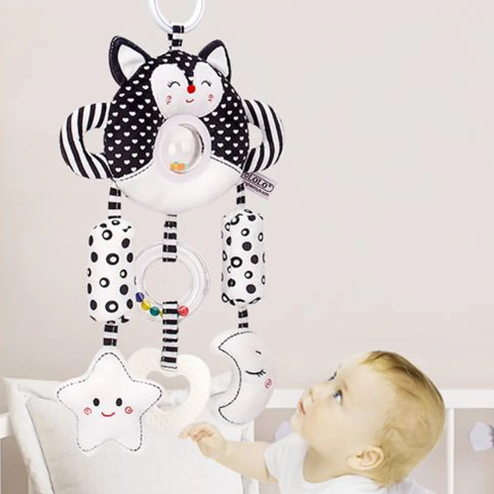 High Contrast Black and White Soft Plush Baby Rattle Toys X8553