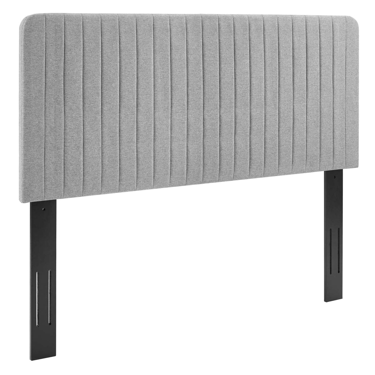 Light Gray Tufted Upholstered Fabric King Headboard M549961