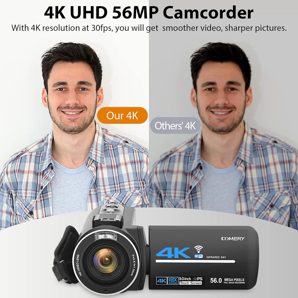 4K 56MP Camcorder with External Mic Z920552