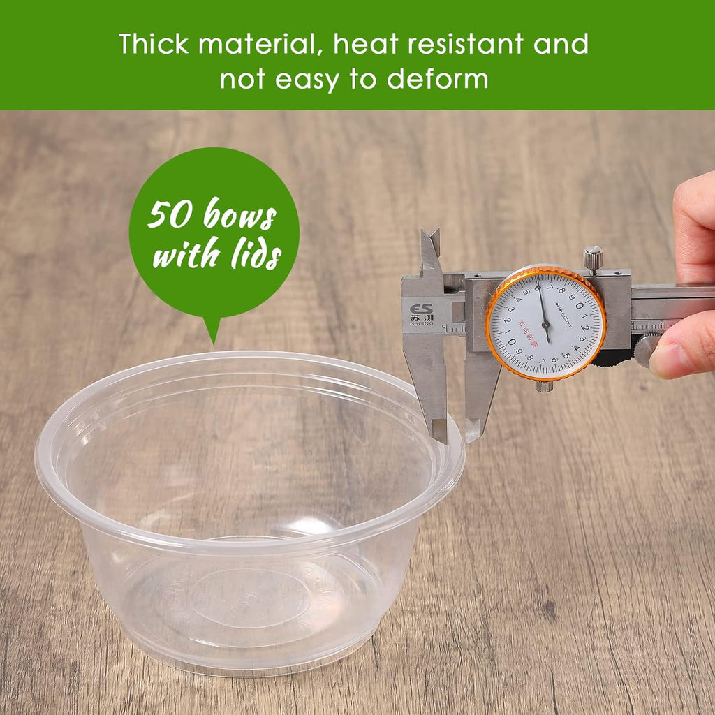 50 Pack Clear Plastic Salad Bowl With Lid Disposable 16.9oz I198613