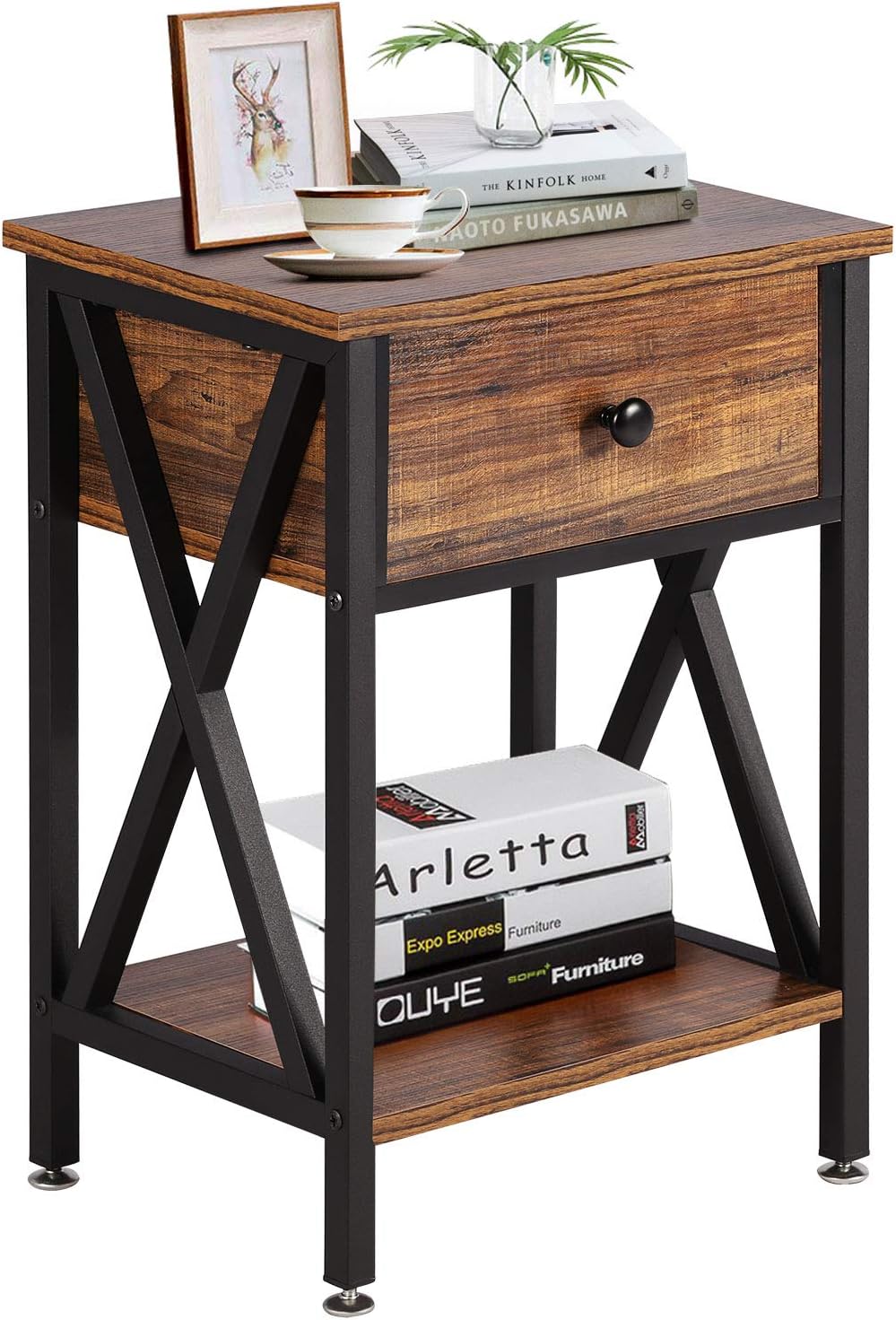 Rustic Brown Storage Cabinet and Drawer Nightstand G590193