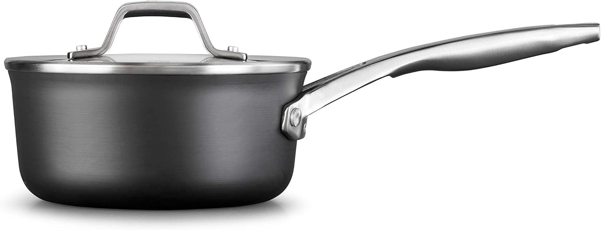 1.5-Quart Hard-Anodized Nonstick Sauce Pan with Cover Black V1839