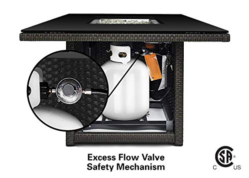Slate Grey 36-Inch Outdoor Propane Gas Fire Pit Table with Tempered Glass Top R2906