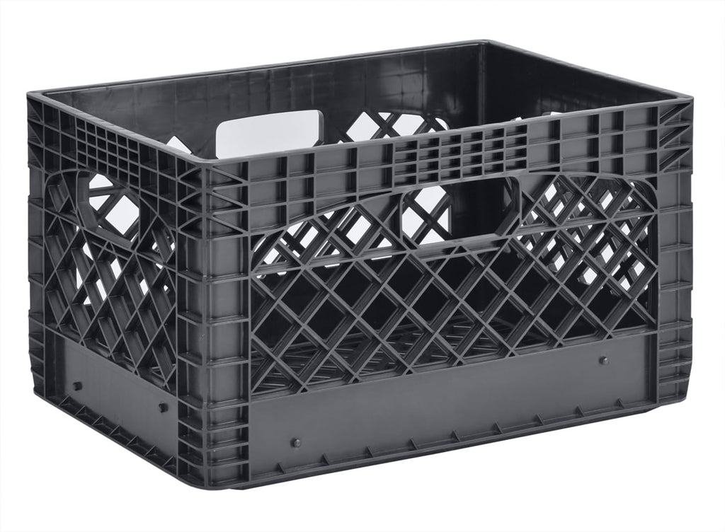Black 24QT Heavy-Duty Plastic Milk Crate B1553