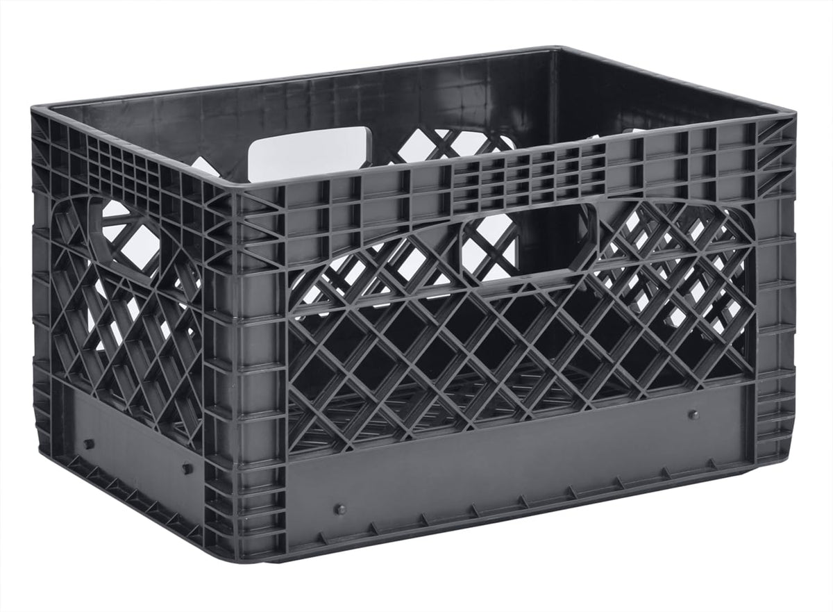 Black 24QT Heavy-Duty Plastic Milk Crate B1553