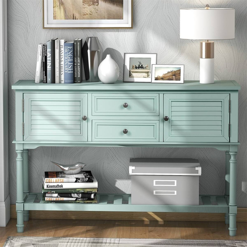 Light Green Console Table with 2 Drawers I14438