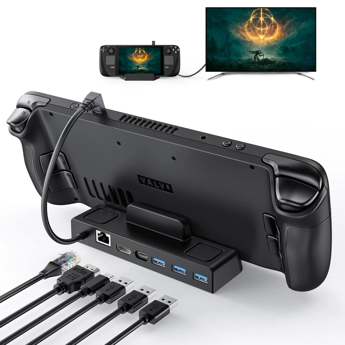 6-in-1 Steam Deck Dock with Gigabit Ethernet, 4K@60Hz HDMI, USB 3.0, USB-C I358