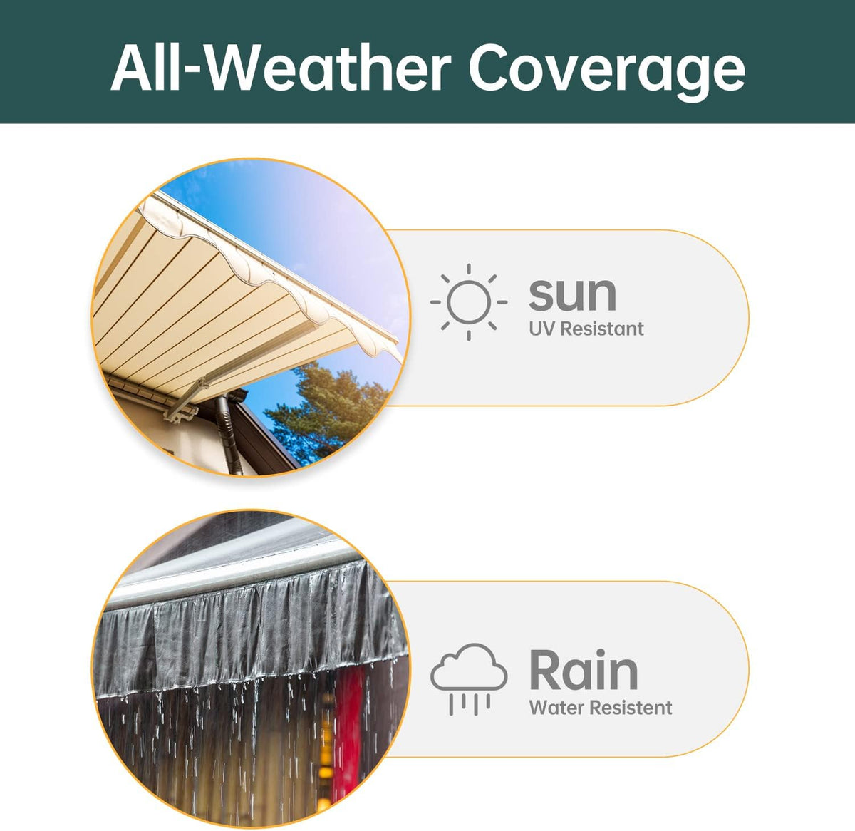 Retractable Patio Awning with Crank Handle UV Water-Resistant Fabric Tan 6.5’x8.2’ R7709