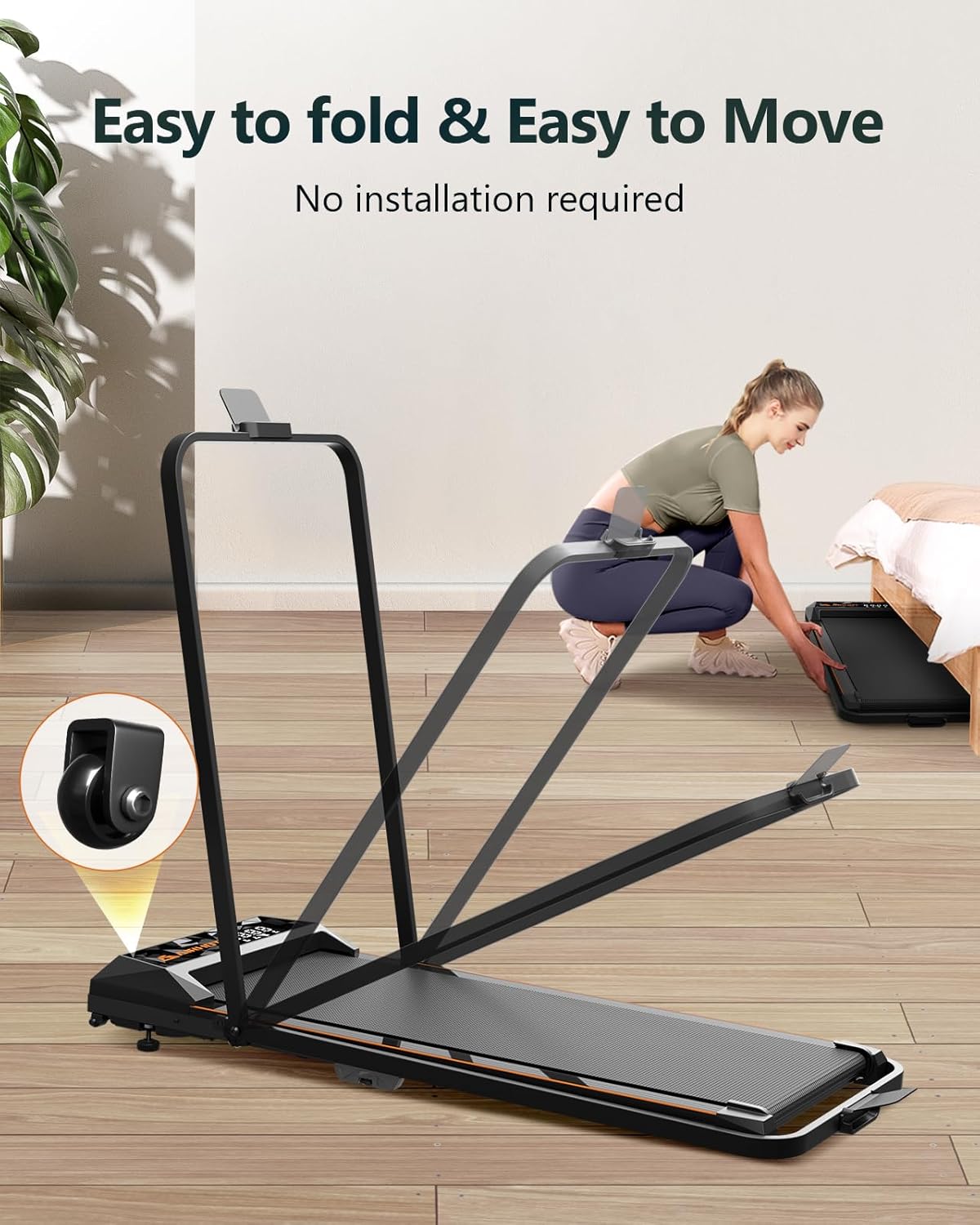 Walking Pad Treadmill with Incline, 2.5HP, 265lbs Capacity P24952