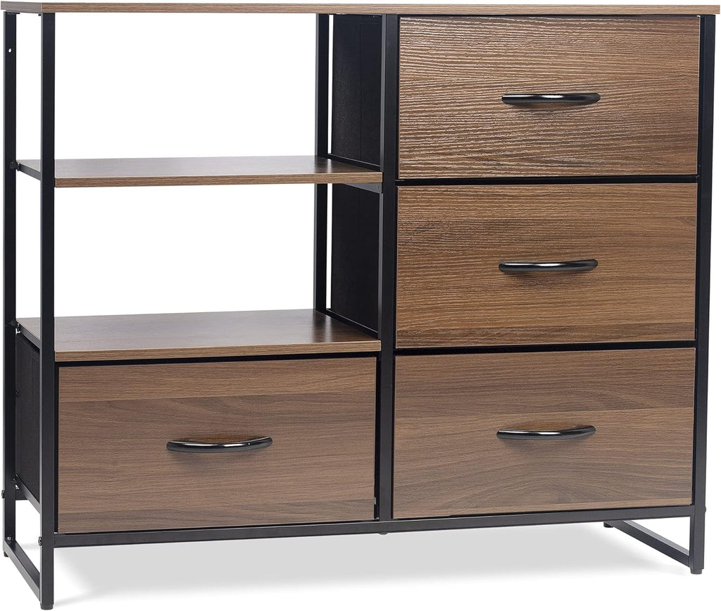 Rustic Brown Fabric 4 Drawer Storage Dresser T637