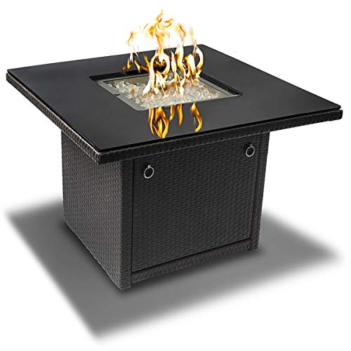 Slate Grey 36-Inch Outdoor Propane Gas Fire Pit Table with Tempered Glass Top R2906