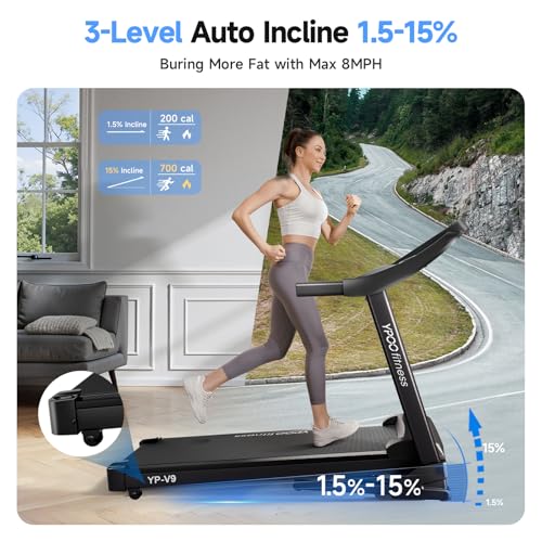 Auto Foldable Treadmill with Incline, 300 lbs Weight Capacity H919107