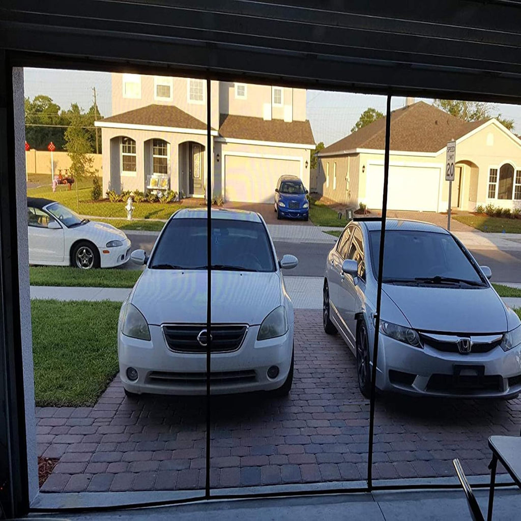 2 Car 16 x 7 Ft Retractable Magnetic Garage Door Screen E615