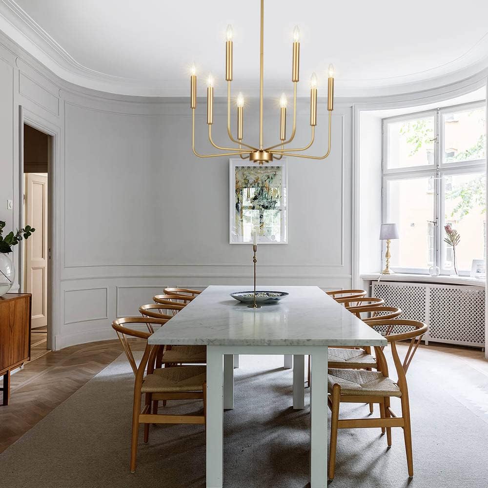Gold 8-Light Candle Chandelier X9394