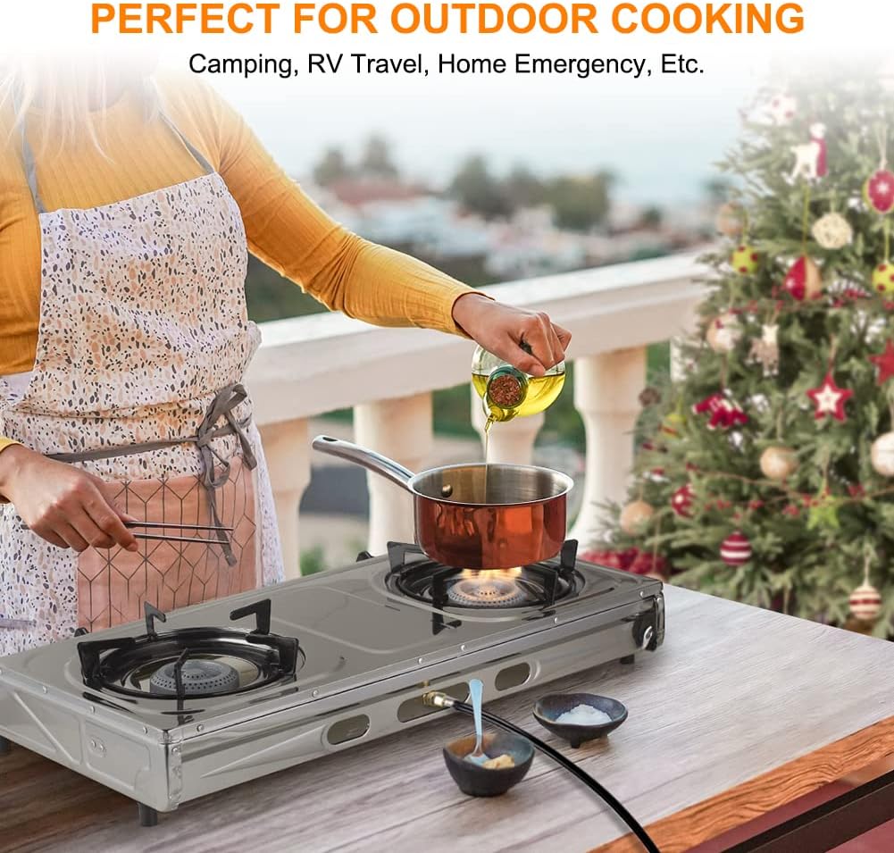 Stainless Steel 2 Burner Camping Stove with Auto Ignition C258