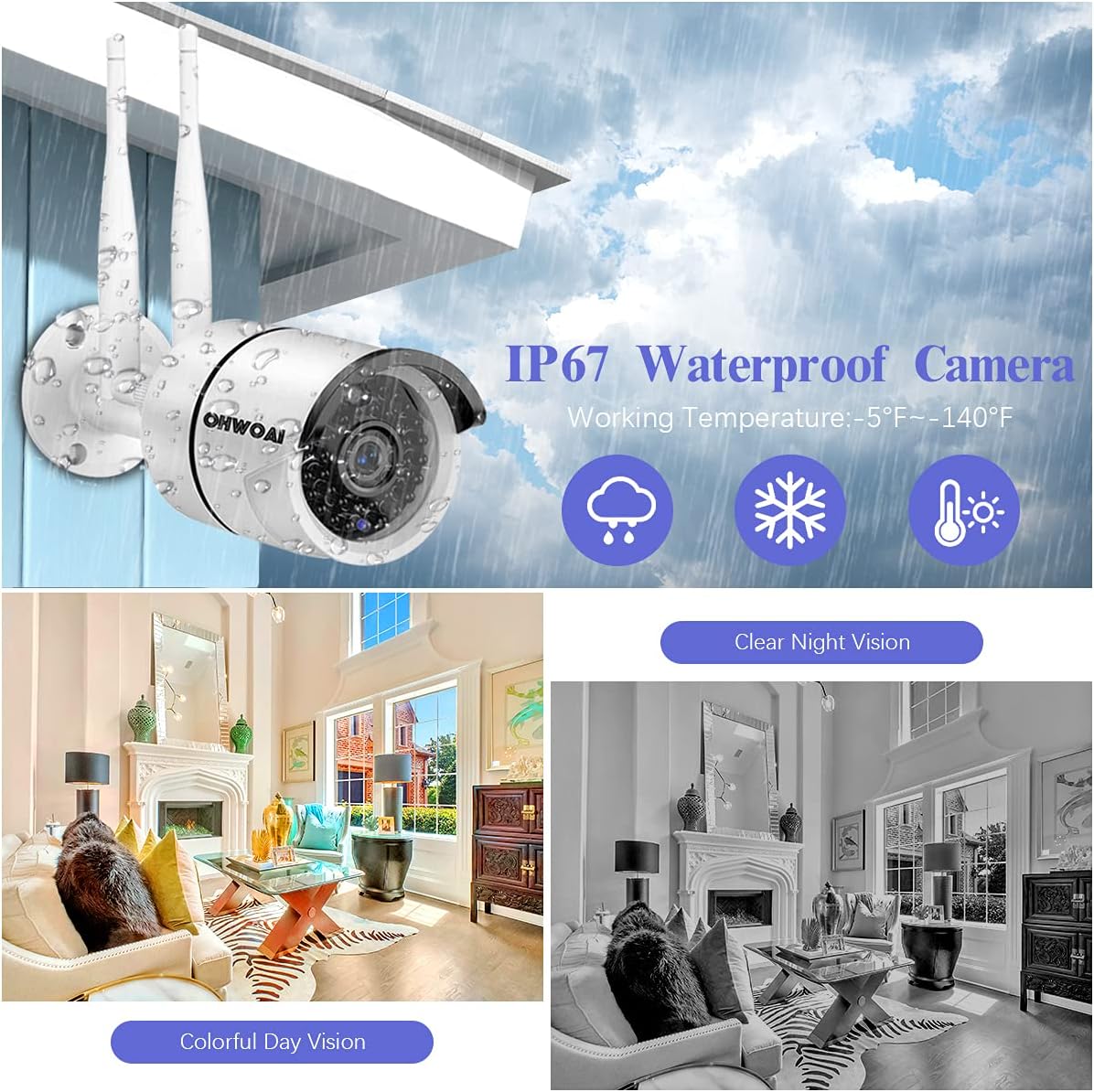 Wireless Security Camera System with 10 HD Screen, 4Pcs WiFi IP Cameras G253