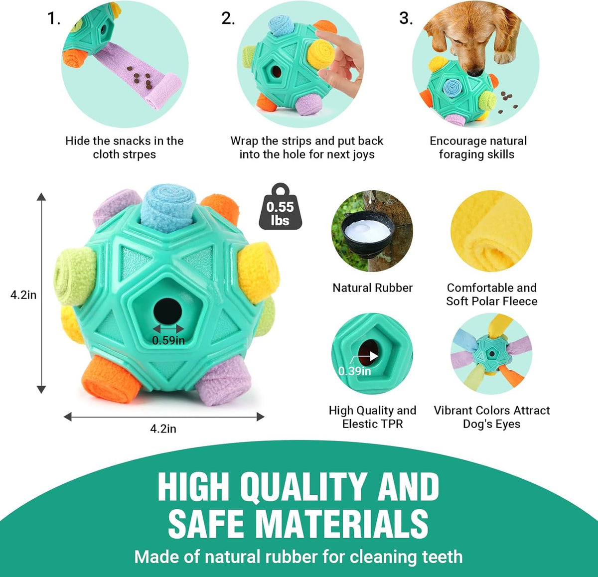 Dog Puzzle Toy Snuffle Ball Treat Dispensing Toy, Machine Washable C708603