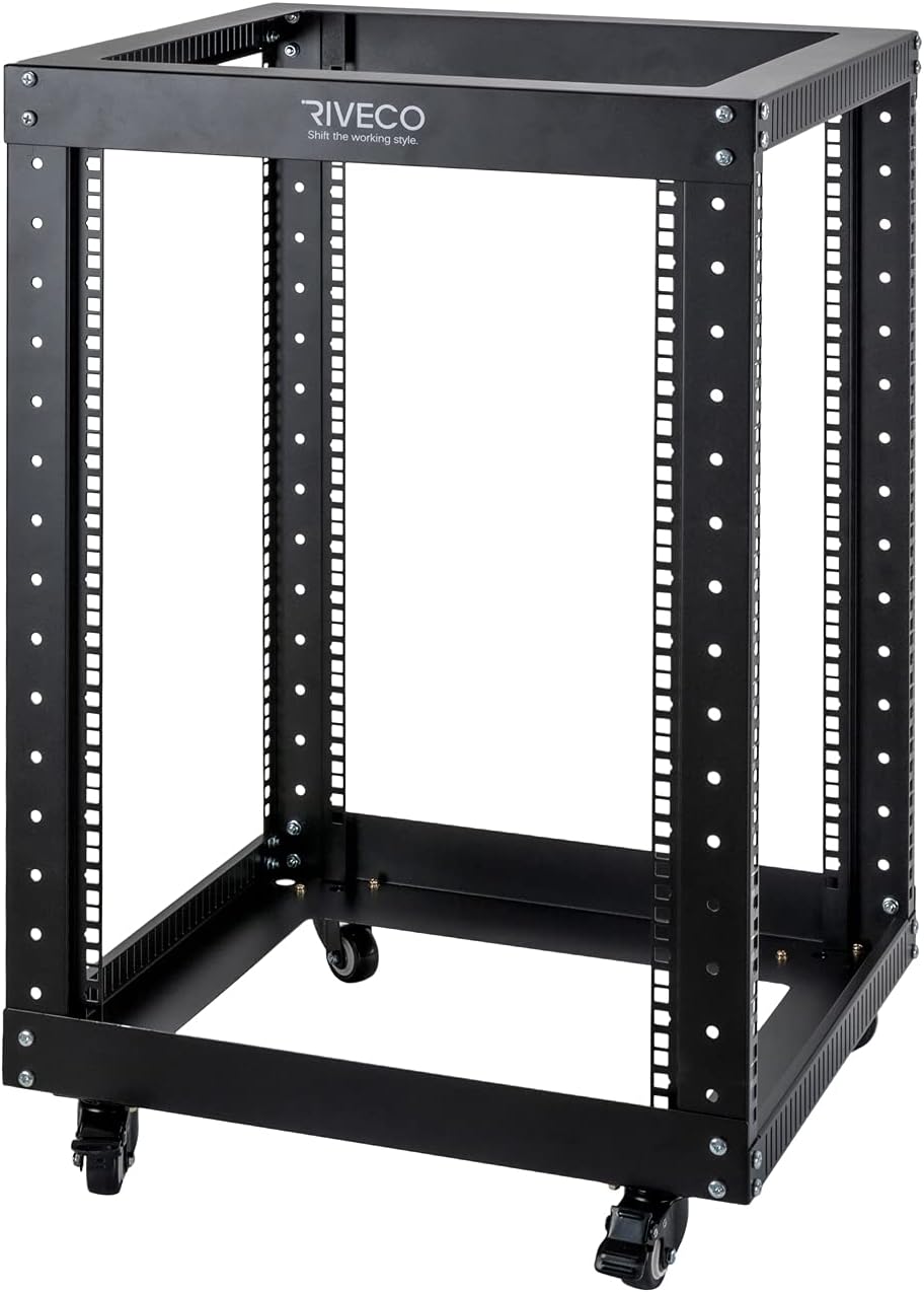 9U Open Frame Server Rack with Casters Black R4134