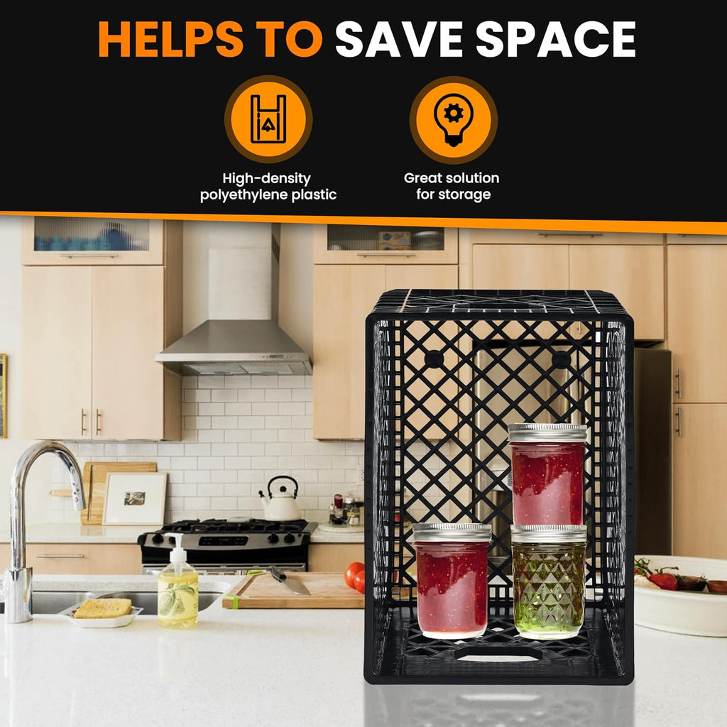 Black 24QT Heavy-Duty Plastic Milk Crate B1553